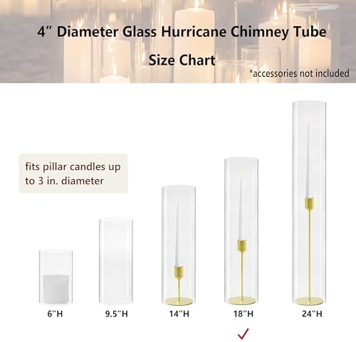 CYS EXCEL 2 PCS (H:18" D:4") Open Ended Glass Hurricane Candleholder Tube Shade | Open Flame Candle Chimney Tube Cover | Bottomless Cylinder - Image 3