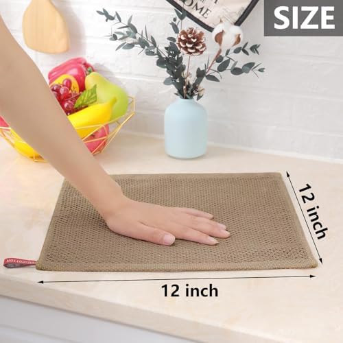 Homaxy 100% Cotton Waffle Weave Kitchen Dish Cloths 18-Pack, Tan - Image 5