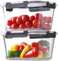 4 Pieces 63oz Large Glass Food Storage Containers with Lids for Meal Prep by HOMBERKING