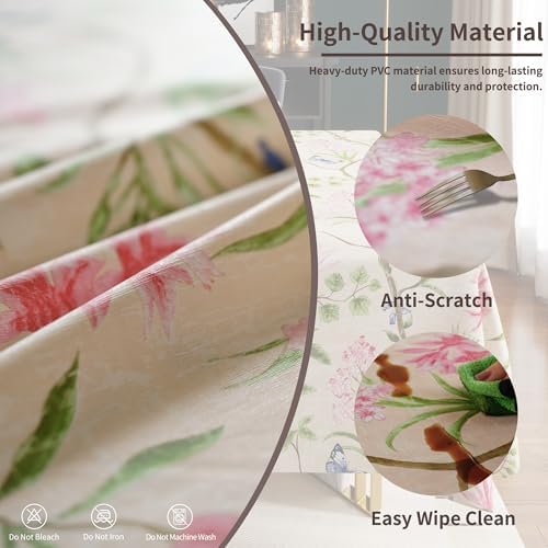 Rectangle Table Cloth,100% Waterproof Vinyl Tablecloth, 60" x 120", Pink - Image 3