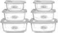 Glass Food Containers with Glass Lid, Microwave Safe Food Storage Container Set, 6 Pack Square Shape, Large Size Airtight Storage Set with Leak Proof Lids, Meal Prep Containers by Eco-Evo