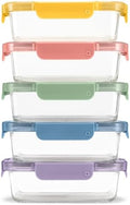 Ello Color Lock 3.4 Cup Glass Meal Prep Containers & Lids, 5 Pack, Desert by Ello