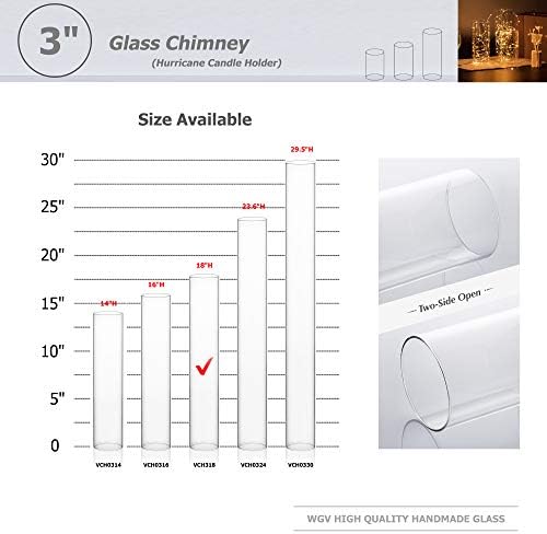 WGVI Hurricane Candle Holder Sleeve, Wide 3", Height 18", Clear Glass Cylinder Candleholder, Chimney Tube, Open Ended Candle Shade, 12 Pieces Bulk - Image 3