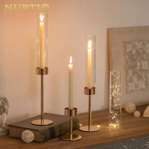NUPTIO Candle Stick Holder for Wedding, 18 Pcs Tall Hurricane Candle Holder - Image 3