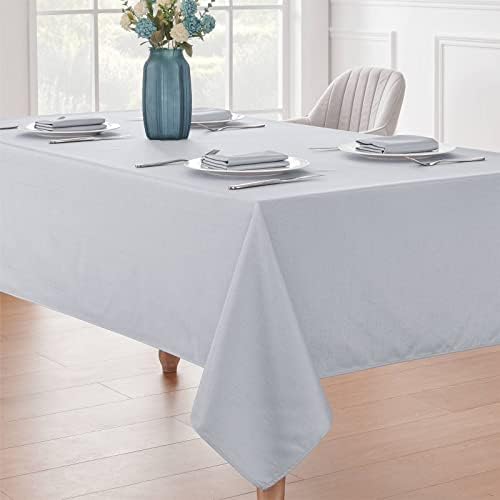 Veblandy Textured Rectangle Tablecloth 52x70 inch Table Cloth Water Resistant Wrinkle Free Spill-Proof, Decorative Fabric Table Cover Washable for Banquet Parties Event Holiday Dinner, Light Grey - Image 5