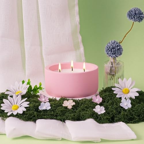 Viyffo 20oz Large Fall Scented Candle - Rose & Jasmine, 3 Wick Non Toxic Soy Candle, Ivory Pink Ceramic Jar, Luxury Home Fragrance, Elegant Room Décor & Premium Birthday Gift - Image 5