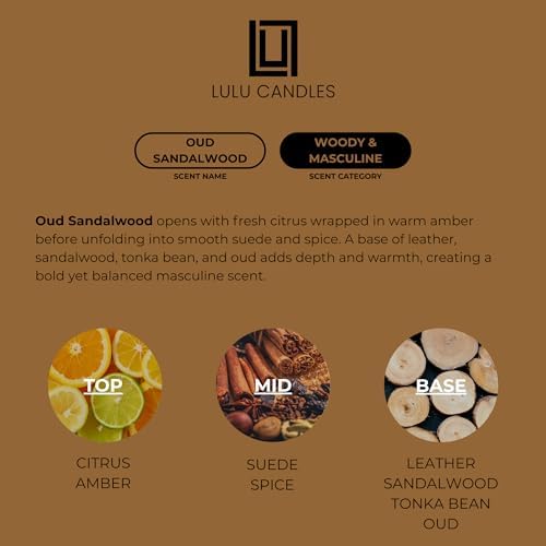 Lulu Candles Oud Sandalwood Scented Soy Jar Candle, 9 Oz. - Image 3