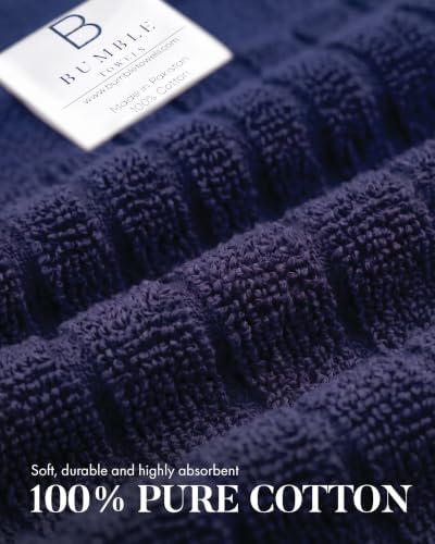Bumble Dish Cloths (8-Pack), 100% Cotton Kitchen Towels, 12"x12" - Navy - Image 4