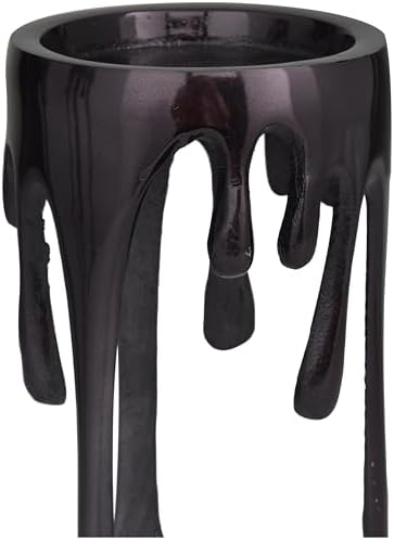 CosmoLiving by Cosmopolitan Aluminum Metal Decorative Candle Holder Pillar Candle Stand with Dripping Melting Designed Legs, Set of 3 Candlestick Holder 12", 10", 8"H, Black - Image 4