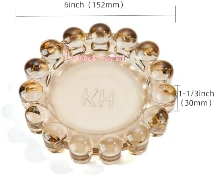 khtumeware Large Chic Smoky Bubble Glass Candle Dish – Modern Clear Glass Candle Holder for Tealights & Diffusers, Decorative Tray for Home & Tabletop Decor（1 Pack） - Image 2