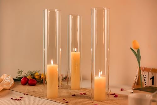CYS EXCEL 2 PCS (H:16" D:3") Open Ended Glass Hurricane Candleholder Tube Shade | Multiple Size Choices Open Flame Candle Chimney Tube Cover | Bottomless Cylinder - Image 5
