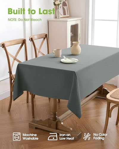 Pureegg Rectangle Linen Tablecloth Waterproof & Stain Resistant, Wrinkle-Free Table Cloth Adds Elegance and Protection, Ideal for Dining, Party, Wedding and Outdoor, 52 x 70 Inch, Gray - Image 4