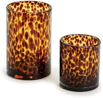 Two's Company Set of 2 Tortoise Candleholder Vase, Includes 2 Sizes, Tealight and Votive, Glass, 4 and 5 inches Height - Image 2