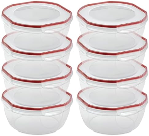 Sterilite Ultra-Seal Bowl, Airtight Food Storage Container, 8.1 Qt, 8-Pack by Sterilite