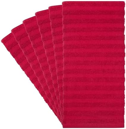Premium Kitchen Towels 6 Pack 100% Cotton, 20"x28" - Red Solid - Image 5