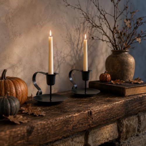 Black Taper Candle Holders Set of 2, Iron Candlestick Holders - Image 4