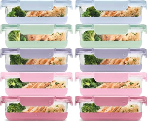 Ello Duraglass Refresh 3.4 Cup Meal Prep Containers, 10 Pc, Dusk Delight, (Pack of 2) by Ello