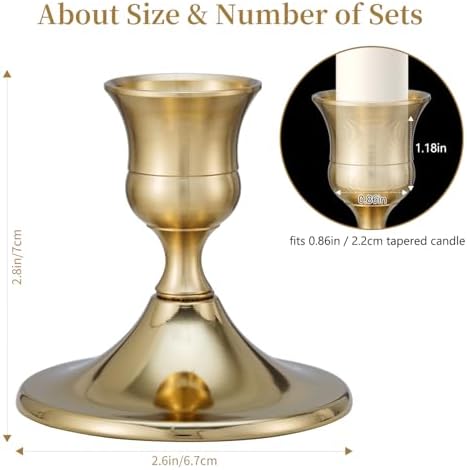 Taper Candle Stick Holder, 9PCS Brass Gold Candle Holders for Candlesticks, Vintage Metal Candlestick Holders for Dinner Room Table Centerpiece or Mantel Wedding Party Decor - Image 2