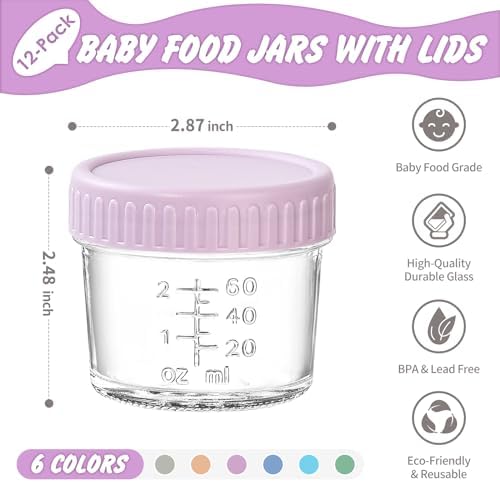 DRKIO 12 pcs Baby Food Storage Containers 4 Oz Small Glass Jars with Lids - Image 2