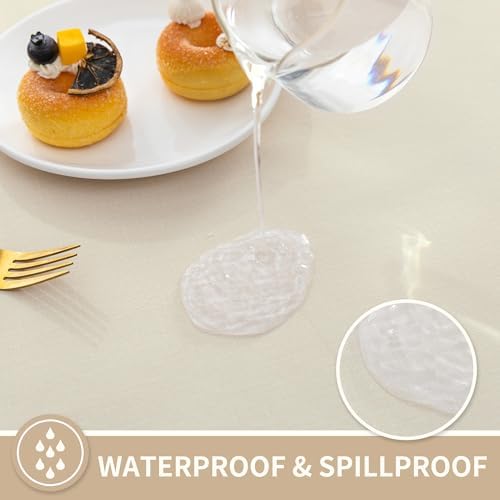 Rectangle Table Cloth,100% Waterproof Tablecloth Oil Proof Spill Proof Vinyl Table Cloth, Wipe Clean Plastic Table Cover for Dining, Camping, Indoor and Outdoor 54" x 78",Beige - Image 2