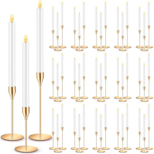 Filltouch 60 Pcs Gold Candle Holders with White Flameless LED Candles Bulk by FillTouch