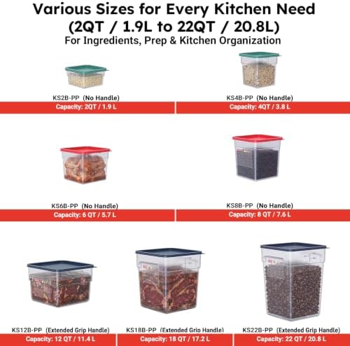 2 Pack 8 QT Commercial Food Storage Containers with Lids, BPA-Free Translucent Square Containers for Pet Food, Flour, Sugar, Rice and Dry Food Storage with FIFO Label Area - Image 6