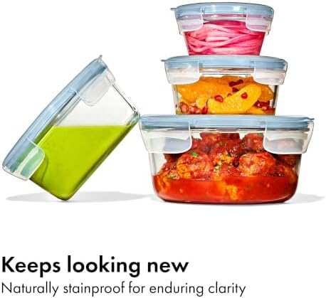 OXO Good Grips Smart Seal 8-Piece Glass Food Storage Container Set - Arctic Blue - Image 4