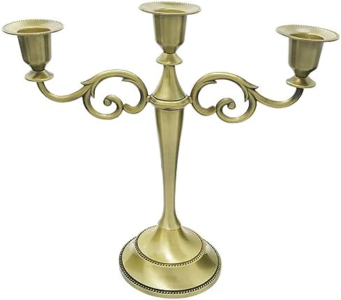 3-Arm Metal Candelabra Candle Holder Table Centerpiece, Bronze by Viscacha