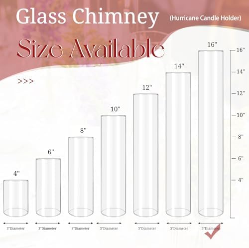 12 Pcs Hurricane Candle Holder Sleeve, H:16" D:3" Clear Glass - Image 5