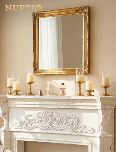 NUPTIO Hurricane Glass Candle Holders: Matte Gold, Set of 3 - Image 5