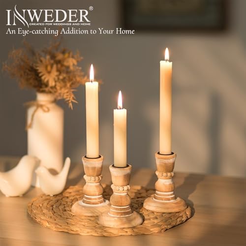 Wooden Candlestick Holders Rustic: Farmhouse Taper Candle Holder - Image 2
