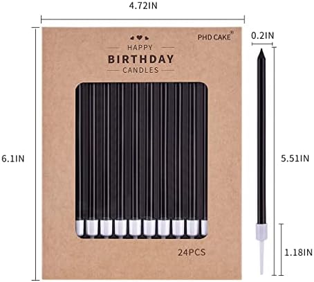 PHD CAKE Black Long Thin Birthday Candles, Cake Candles, Birthday Parties, Wedding Decorations, Party Candles - Image 5