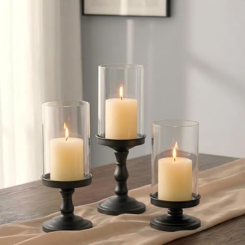 NUPTIO Pillar Candle Holder for Halloween: Hurricane Glass Candleholder by Nuptio