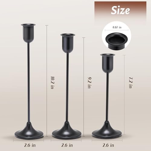 Batoslee Black Candlestick Holders Set of 3 Pcs, Taper Candle Sticks Stand - Image 4