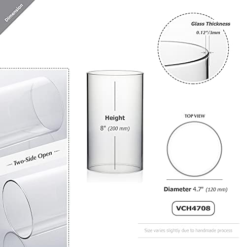 WGVI Hurricane Candle Holder Sleeve, Wide 4.7", Height 8", Clear Glass Cylinder Candleholder, Chimney Tube, Open Ended Candle Shade, 12 Pieces Bulk - Image 2