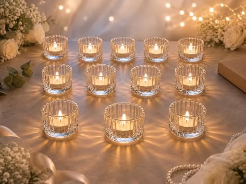 Clear Tea Light Candle Holders Set of 12,2"x 1.4" by Unknown