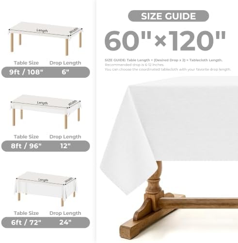 Decorelia Faux Linen Tablecloth for Dining Room, White 60 x 120 Inch - Image 5