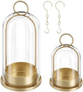 Fohil Hurricane Glass Candle Holders, Set of 2 Metal Candle Holder with Handmade Sturdy Glass Dome, 5" & 4" Wide Candle Lantern for Pillar Candles, Plants, Table Centerpiece, Home Decor by Fohil