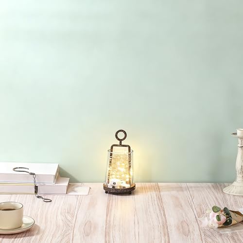 3.3" Wide Modern Farmhouse Metal Hurricane Candle Holder with Handmade Sturdy Glass Sleeve in Rustic Brown for Tealight Candle & Plants, Glass Hurricane Lantern, Industrial, Minimalistic - Image 4