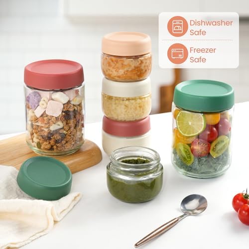 12Pack Overnight Oats Containers with Lids, 16oz, 8oz & 4oz Glass Jars with Airtight Lids, Wide mouth Mason Salad jars, Glass Food Storage Containers for Yogurt Chia Pudding Snacks Cereal & Spices - Image 6