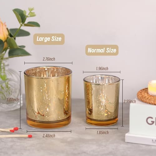 DARJEN 6 Pcs Large Gold Votive Candle Holders Tea Light Candle Holder Glass - Image 2