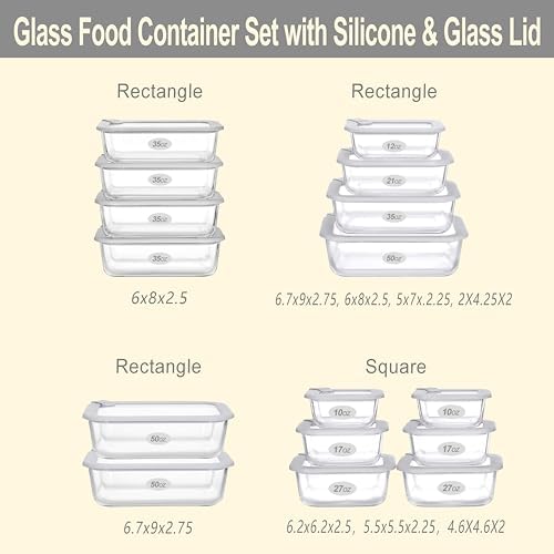Glass Food Containers with Glass Lid, Microwave Safe Food Storage Container Set, 4 Pack of 35oz, Large Size Airtight Storage Set with Leak Proof Lids, Meal Prep Containers - Image 3