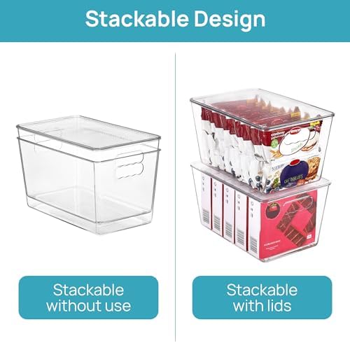 Vtopmart 16 Pack Clear Stackable Storage Bins with Lids, Large Plastic Containers with Handle for Pantry Organization and Storage,Perfect for Kitchen, Fridge, Cabinet, Bathroom Organizer - Image 3