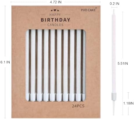 PHD CAKE Iridescent White Long Thin Metallic Birthday Candles, Cake Candles, Birthday Parties, Wedding Decorations, Party Candles - Image 5