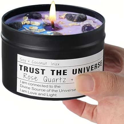 Healing Candles, Manifestation Magical Candles, Energy, Chakras, Law of Attraction, Gifts to Empower Women, Birthday Graduation Gifts, Emotional Support. (Trust THE Universe) by Unknown