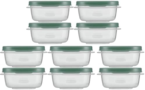 Food Storage Containers, Rubber Maid, Blue Spruce, 1.25 Cup Food Storage Containers, 20 Piece Set, Easy Find Lids, 10 Containers, 10 Lids by Utensilux