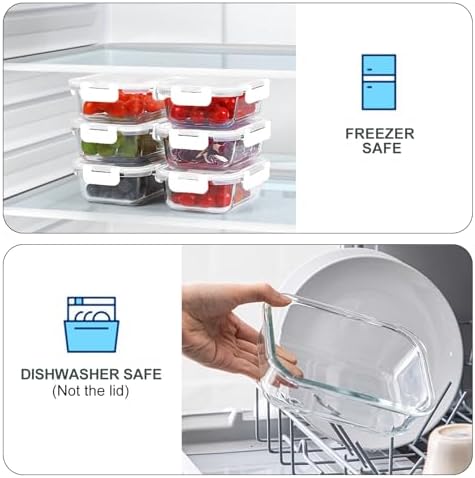 KOMUEE 10 Packs 22 oz Glass Meal Prep Containers with Lids, White - Image 3
