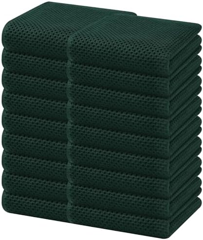 Homaxy 100% Cotton Waffle Weave Kitchen Dish Towels 18-Pack, Blackish Green by Homaxy
