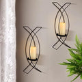 Vesici Candle Sconces Set of Two Metal Wall Candle Holder,Black by Vesici