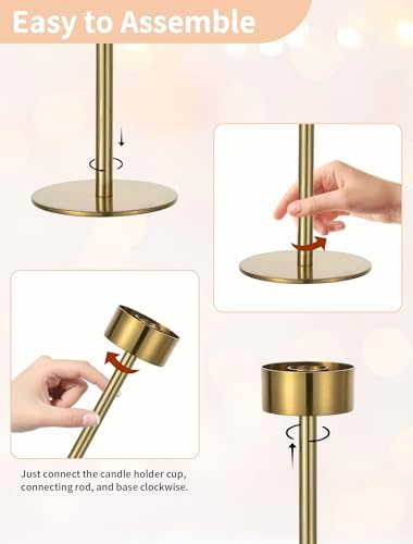 NUPTIO Candlestick Holders for Table Centerpiece, Set of 3 Gold Decor - Image 6